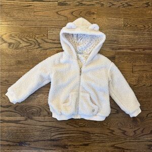 Mayoral Zip Faux Shearling Hooded Coat